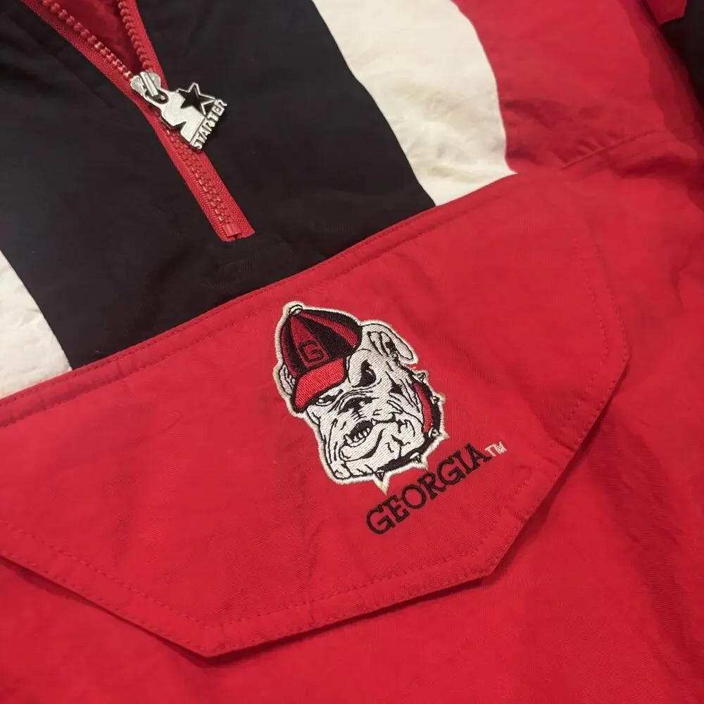 Vintage Georgia Bulldogs Starter Jacket Mens XL Puffer 90s UGA Kangaroo Pouch